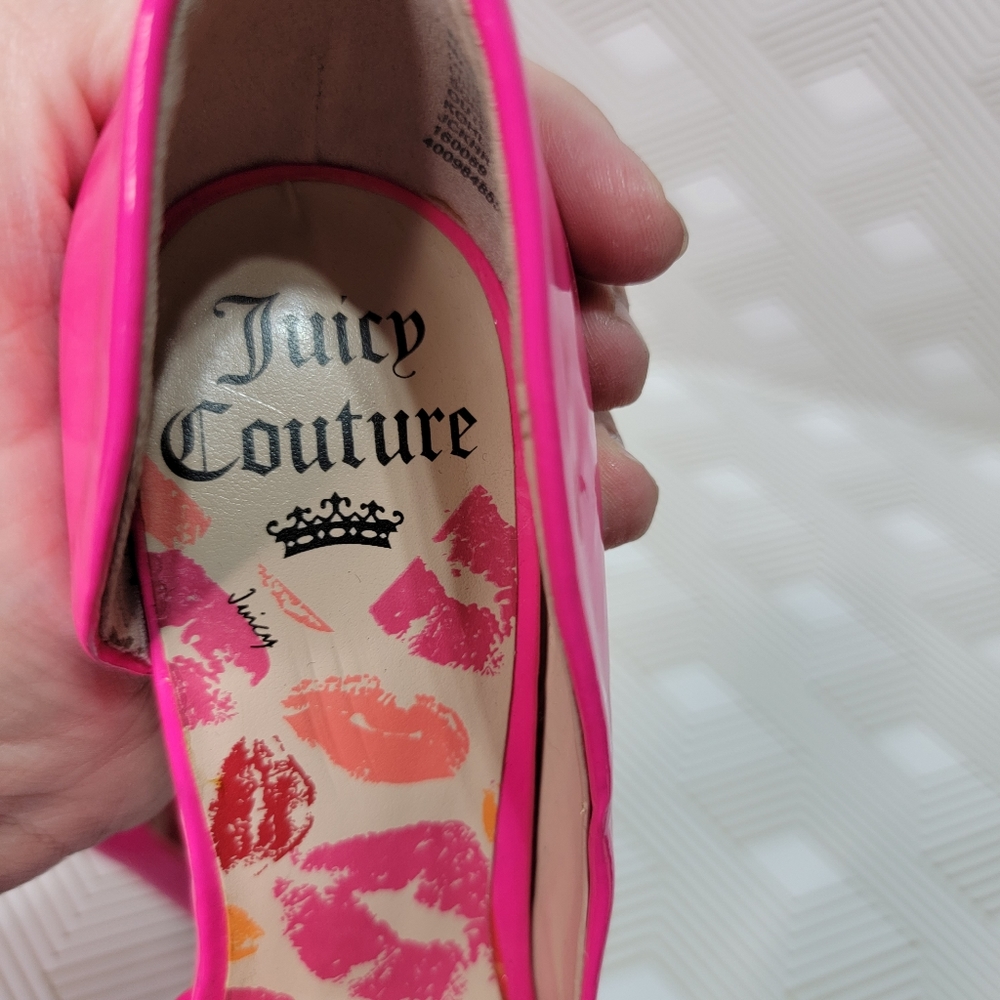 Juicy Couture Women's Stiletto Heels Khrystal Pink Patent Faux Leather Size 7 M. - Picture 7 of 8